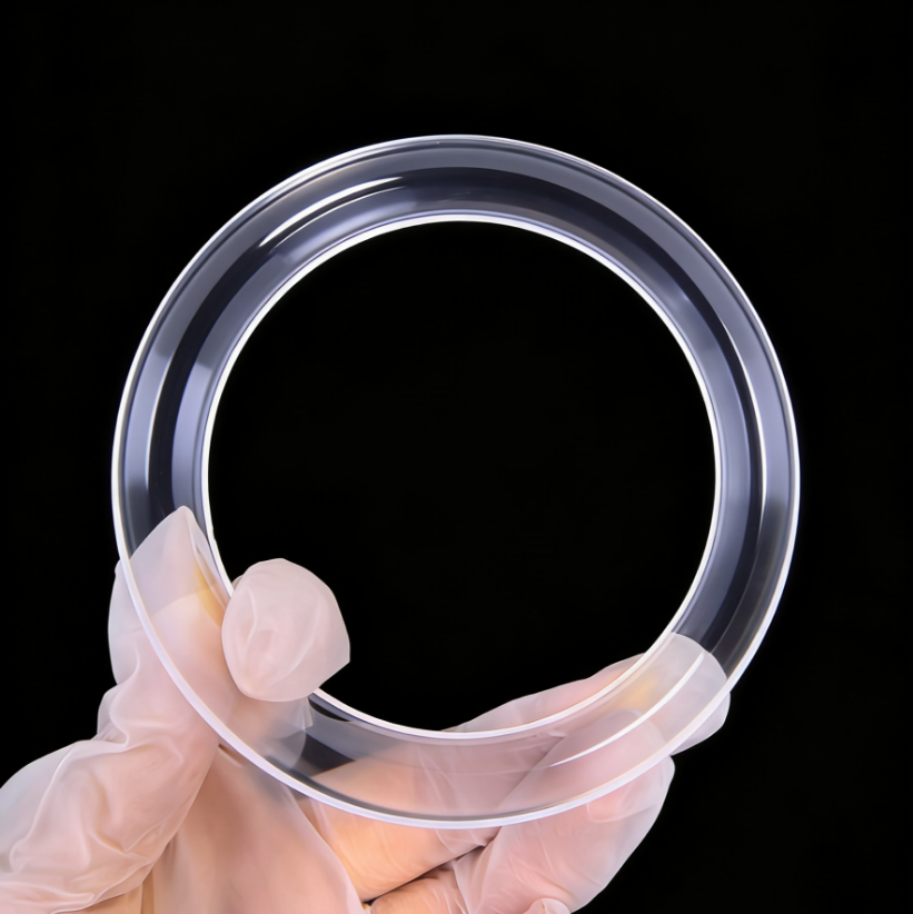 Clear Natural Quartz Tube Flange Polished 2cm Outside Diameter