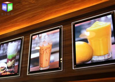 Fast Food A2 Slim LED Illuminated Menu Boards Crystal Lightbox Wall Mounted