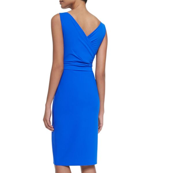 Sleeveless Draped-Bodice Cocktail Dress