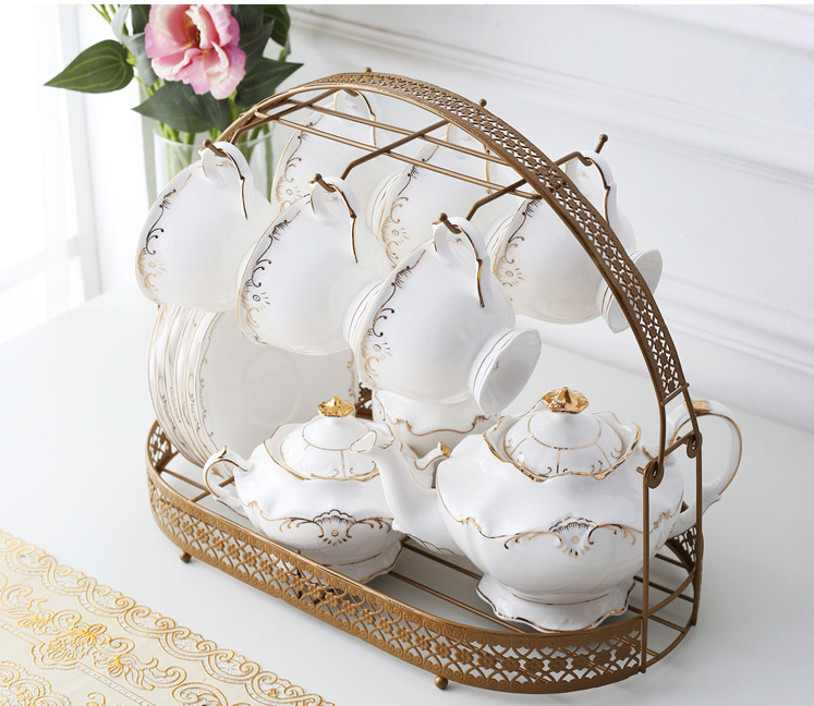 Gold Plated Six Hooks Tea Cup Holder Stand For Decoration