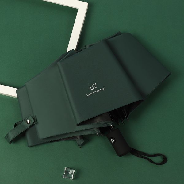 Custom Logo Printing Black Pongee Fabric Automatic 3 Fold Umbrellas for Wholesal