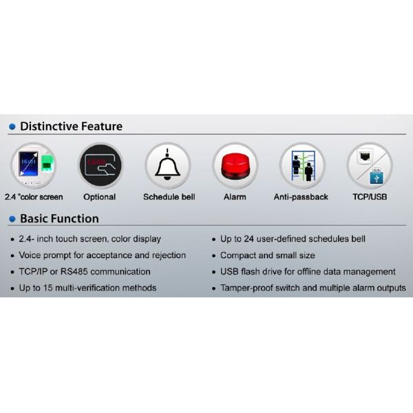 Sistema branco do controlo de acessos da impressão digital com movimentação do flash de USB para a gestão de dados autónoma