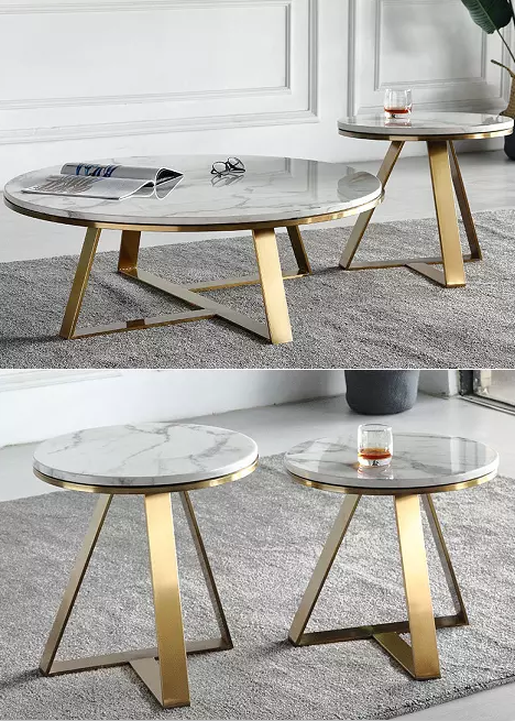 Hot selling Round Center Table Stainless Steel Base Marble Top Coffee Tape Side Table