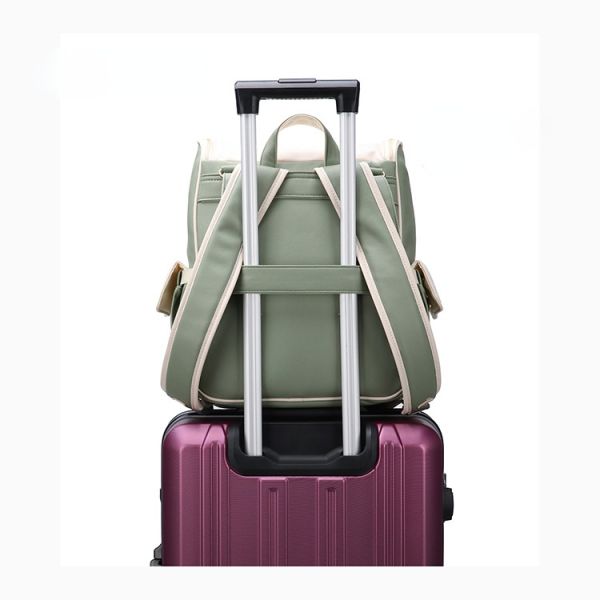 New Large-capacity PU Leather Diaper Bag Waterproof Shoulder Mommy Backpack With Stroller Strap For Mom