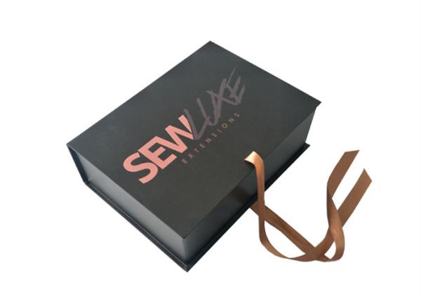 Full Color Printed Folding Gift Boxes , Folding Cardboard Box With Ribbon Closure