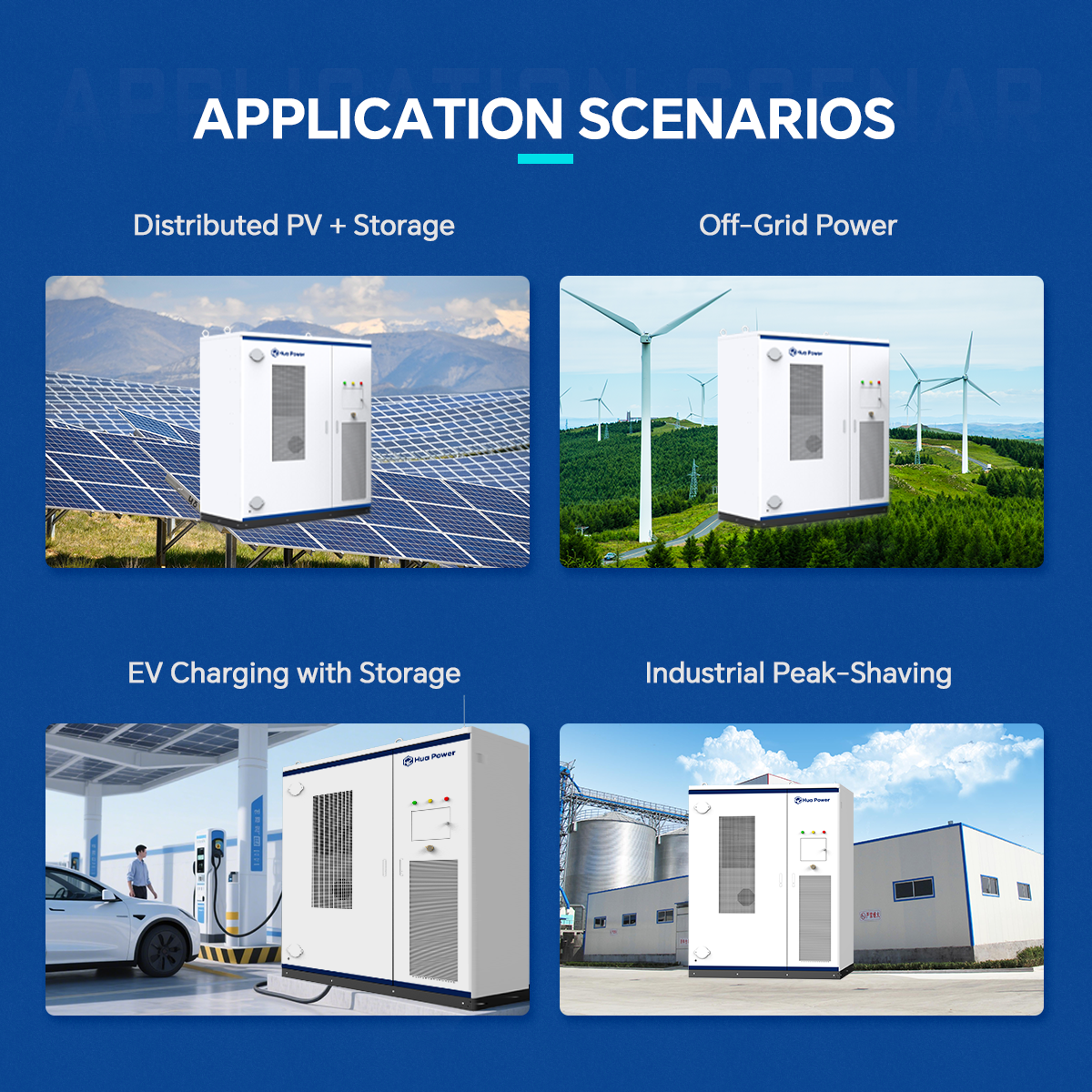 Hua Power OEM ODM BESS воздушное охлаждение 100 кВт/215 кВтч LiFePO4 литий-ионная батарея контейнерная система накопления энергии для солнечных фотоэлектрических систем