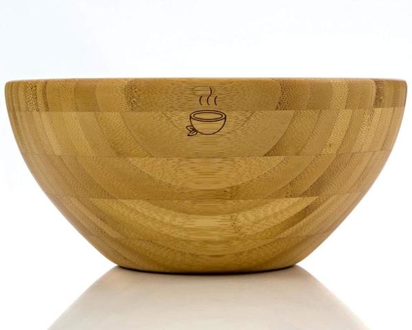 Organic Handmade Bamboo Salad Set , Wooden Salad Serving Bowl 8 Inch X 4 Inch Diameter