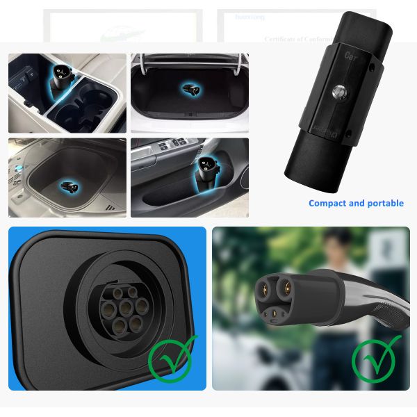 GBT Interface Standard Black 7kw Tesla EV Charging Adapter NACS to Car Connector Socket Switch 32A Output Current EV Charger