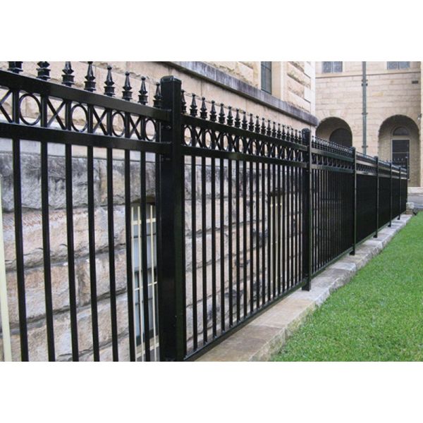 Durable Black Wrought Iron Fence With Heating And Forging Process For Villas And Gardens