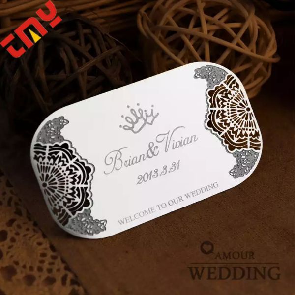 Hot Sell Modern Luxury Latest Etching Stainless Steel Chinese Invitation Wedding Card