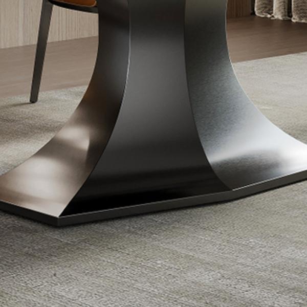 Pendulum Craft Ceramic Marble Dining Table Graceful  Metal Pedestal