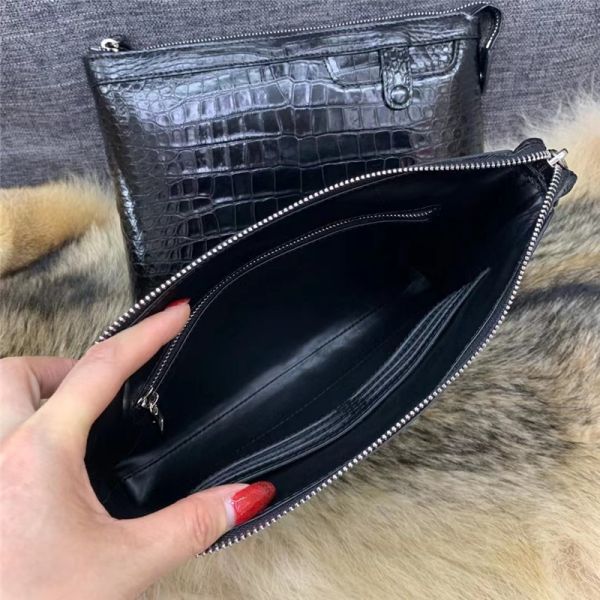 Authentic Crocodile Belly Skin Businessmen Wristlets Bag Clutch Genuine Real Alligator Leather Male Large Card Purse