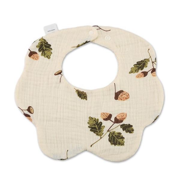 Organic Cotton Flower Shape Printed 6 Layers Muslin Cotton Baby Feeding Bibs Baby Cotton Bibs