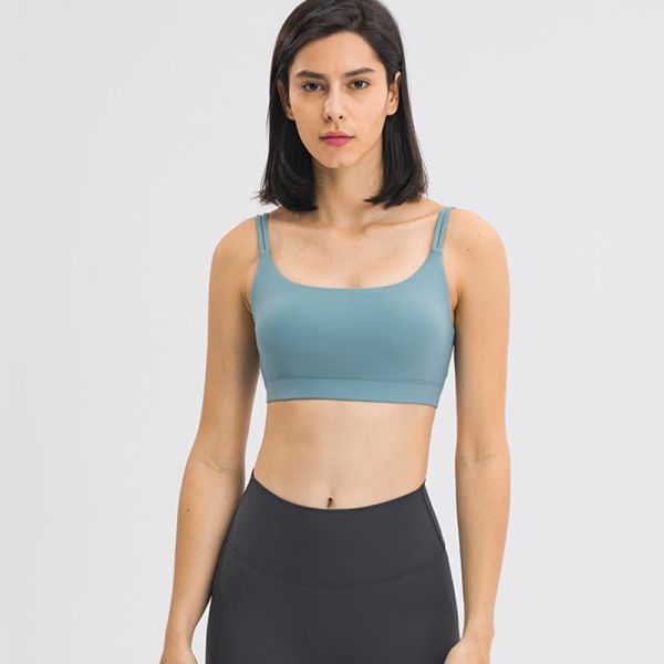 Yoga Push Up Womens Sports Bra Double Ribbon Sexy Nylon Quick Dry