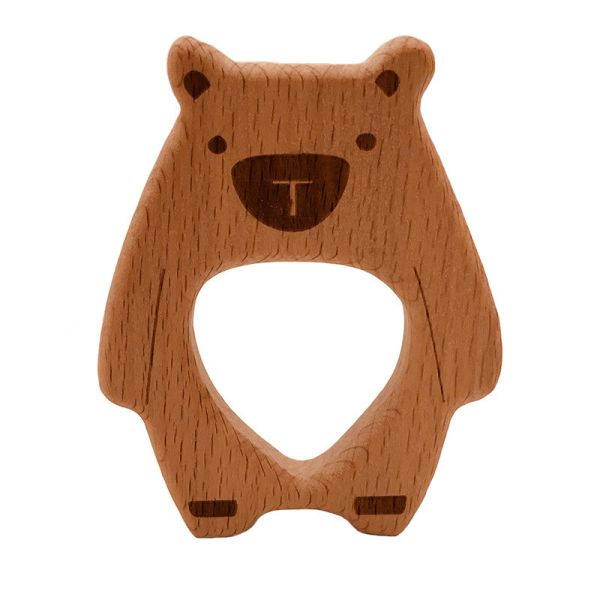 Jouet en bois pendant ISO9001 Teether animal en bois de faire ses dents de collier