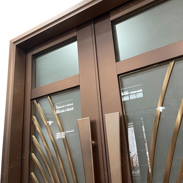 Luxury Golden Color Fashion Hotel Main Entrance Design Security Anti- Rust 304 Double Stainless Steel Entry Door