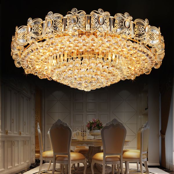 Round Living Room Lamp Modern Minimalist Crystal Lamp LED Bedroom Luxury Crystal Ceiling Lamp