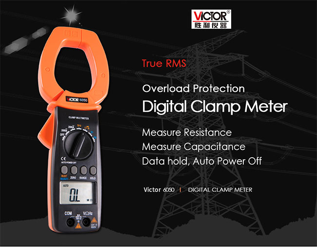 VICTOR Новый 6050 клешниметр AC DC 2000A с цифровым мультиметром температуры клешни