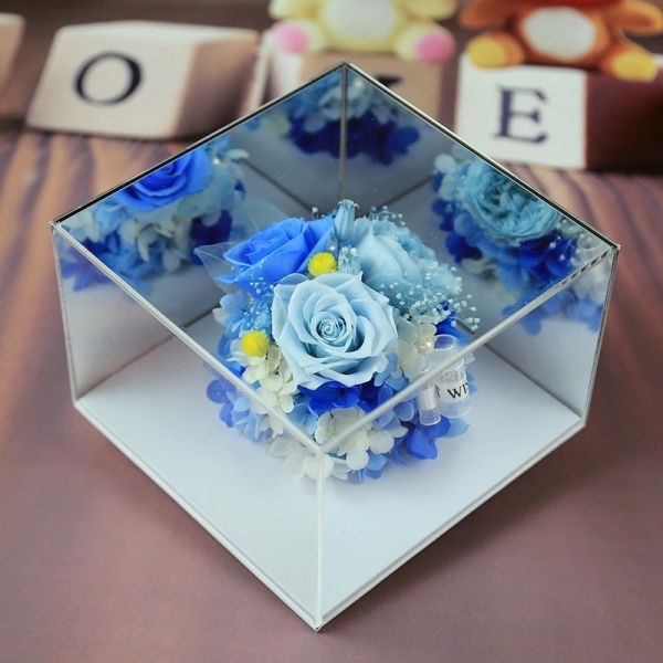 Wholesale preserved flowers mirror gift box birthday gift for girl friend