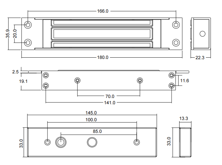 EL180M flush mounted Magnetic Lock 100KG/130KG Series High Strength Material Double Door Electric Magnetic Lock