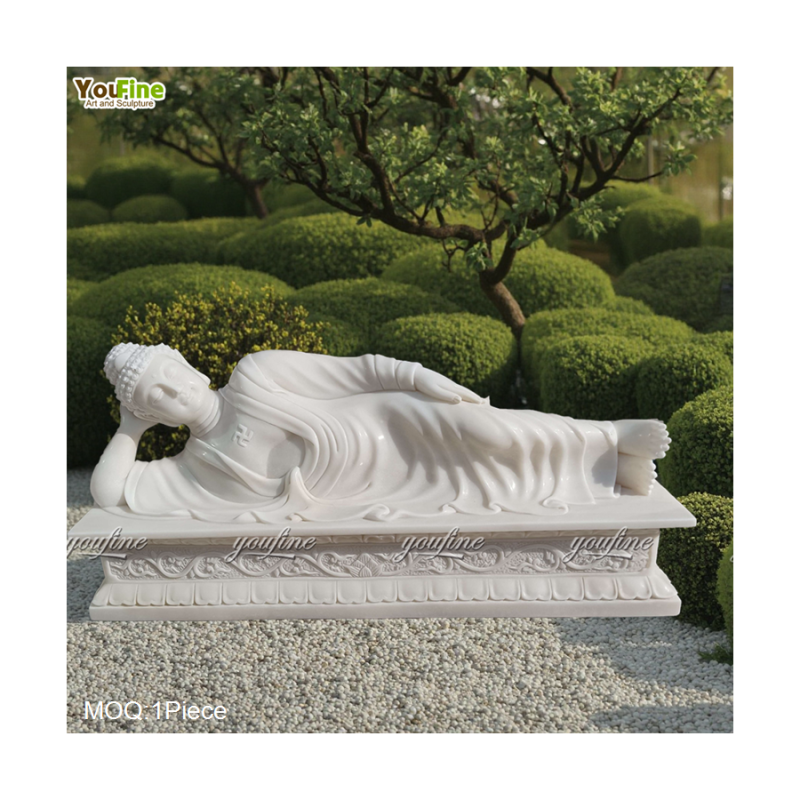 Outdoor Park Decor Reclining Larhe Marble Buddha Statue