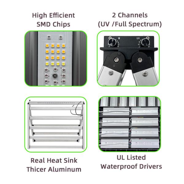 ANDY Customizable Hydroponic Samsung LM301H EVO Dual-channel 1100W LED Grow Light with UV