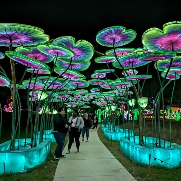 Color Changing Iron Wire Lotus Leaf Light for Shopping Mall Decorations