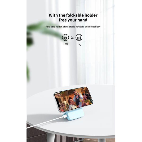 Slim Wireless Power Bank Mini Portable Charger Fast Charging 5000mAh With Stand