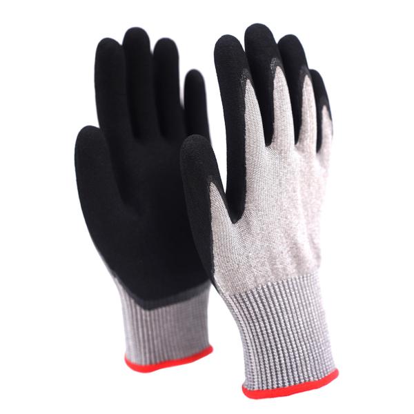 Cut Resistant Nitrile Safety Gloves Customized Logo Double Dipped Nitrile Palm Coated Gloves