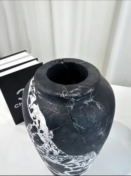 Napoleon Black Stone Vase Black Marble Flower Vase Luxury Wear Resistant
