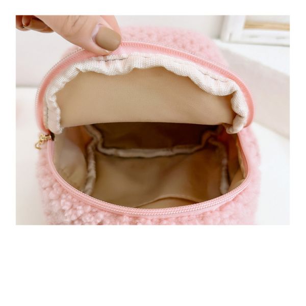 Furry Minnie Plush Children School Bag for Kids Bunny Backpack Pink Cartoon Mini Zipper Velvet Backpack