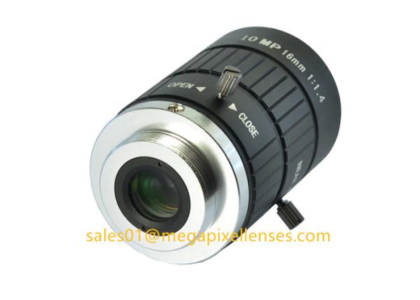 1 16mm F1.4 10Megapixel Manual IRIS C Mount Industrial FA Lens, 16mm 10MP Non Distortion Industrial Lens