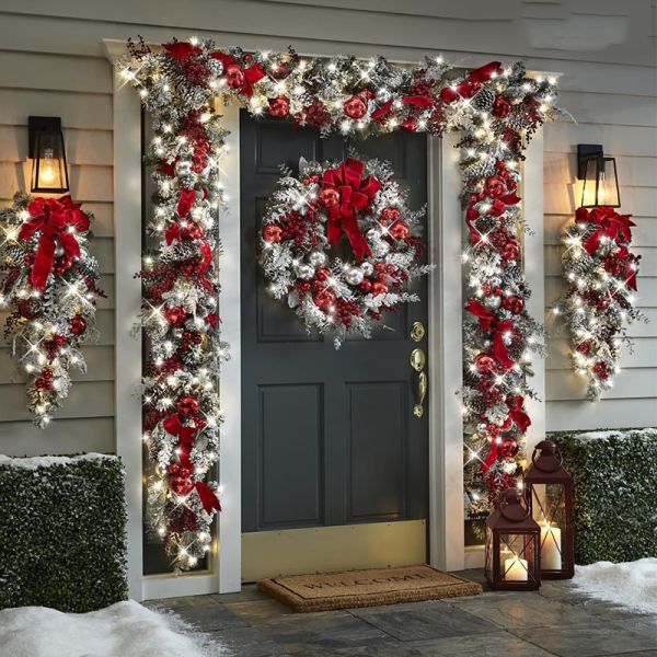Customized Logo Merry Christmas Front Door Artificial Pine Garland for Party Decor