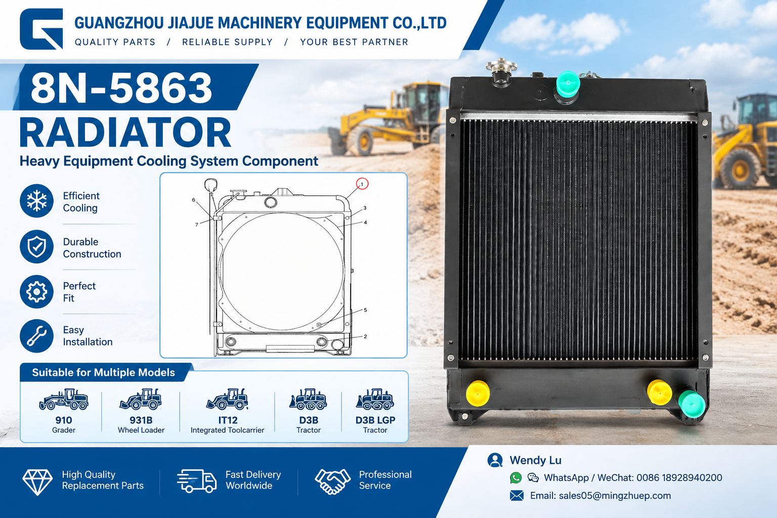 8N-5863 8N5863  Engine Radiator Replacement Cooling Unit for IT12 Integrated Toolcarrier