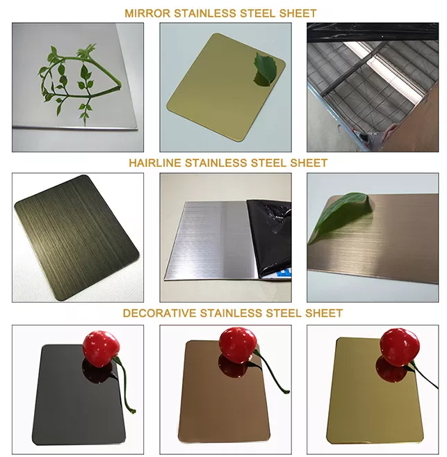 OEM material de acero inoxidable 316L de la hoja 304 del espejo decorativo del oro