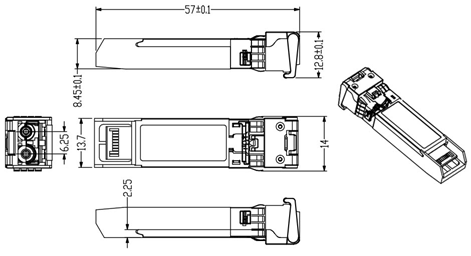 Двухшпиндельный приемник PIN модуля SMF 1310nm DFB LC 10Gb SFP+ 20km