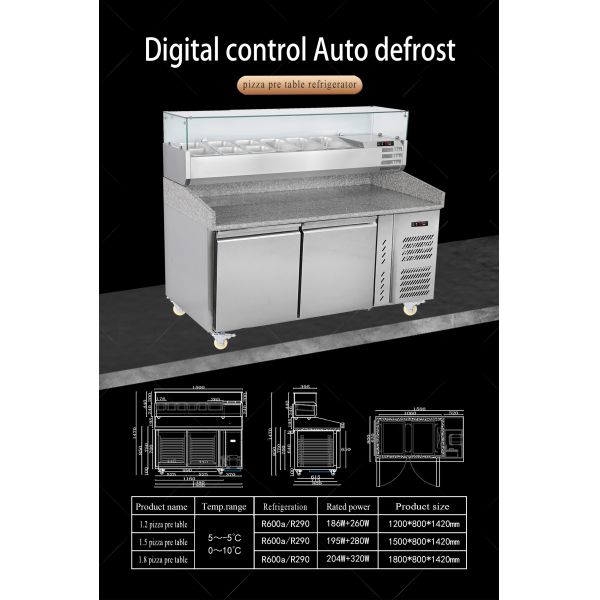 Pizza Pre Table Refrigerator With Drawers Commercial Kitchen Salad Workbench