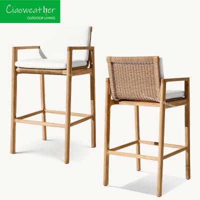 Outdoor Furniture Garden Chair Teak Furniture Home Patio Bar Chair Rattan Chair Bar Stool Waterproof Sun Protection