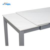 Mesa de jantar de vidro de 140 cm de comprimento com perna de ferro Dt-964-110