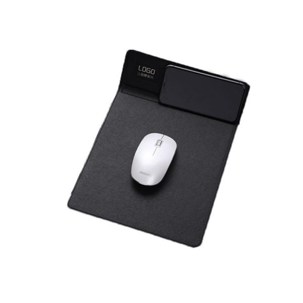 Wireless LED PU Leather Washable Mouse Pad With Mobile Charger