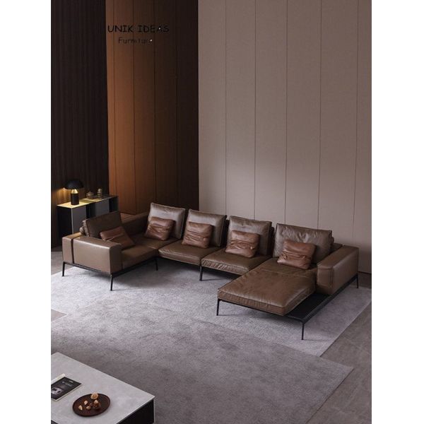 3 части Браун l сформировала кожаное кресло Loveseats уютное для небольшой квартиры