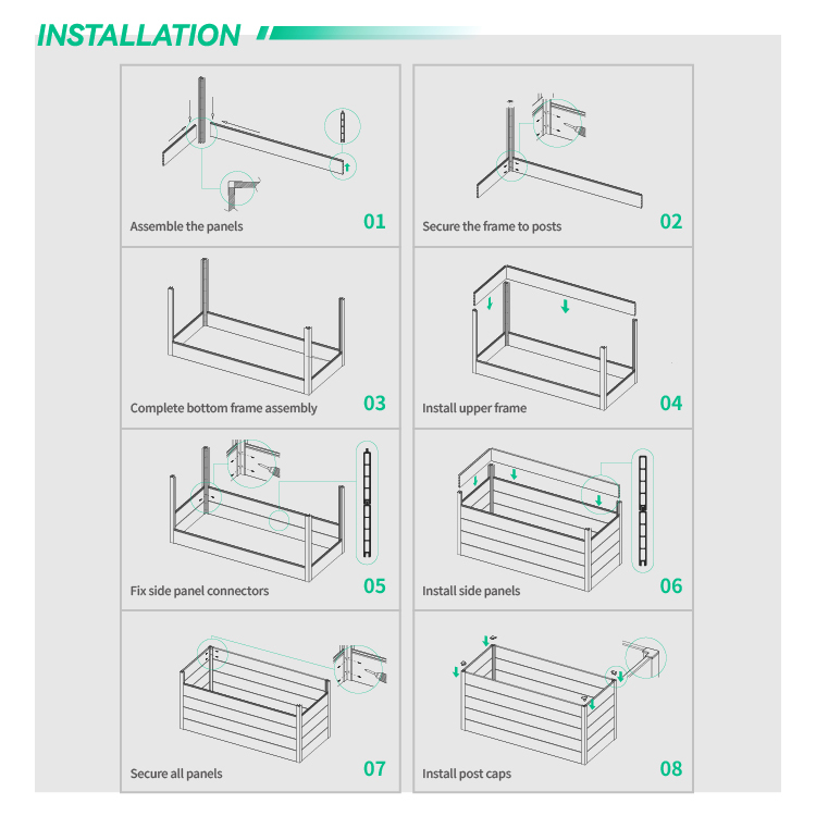 Weatherproof Durable Recycled Composite WPC Raised Garden Bed with Modular Outdoor Planter Design