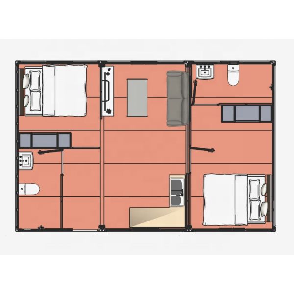 Luxury Healthy Material 2 Bedroom Prefab House for Hotel