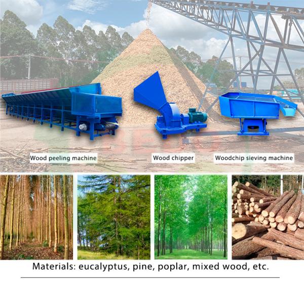 Máquina de descascar troncos de madeira de aço carbono de 3000 kg 95% taxa de descascagem