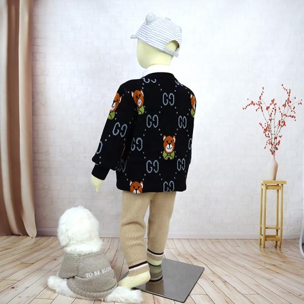 baby sweater Solid color with woven collar popular boys' and girls' tops Knitted long sleeve children's sweater