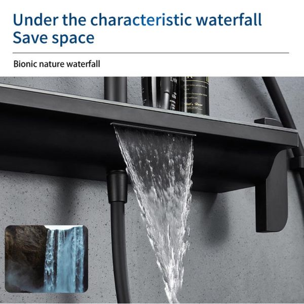 Shower Set Black Wall Mounted Stainless Steel Rain Shower Set Mixer Faucet