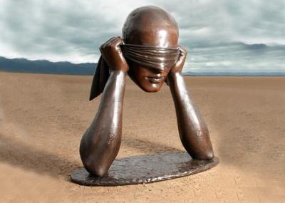 Da forma de olhos vendados da cabeça do homem da estátua do bronze do trabalho de arte contemporânea anti corrosão