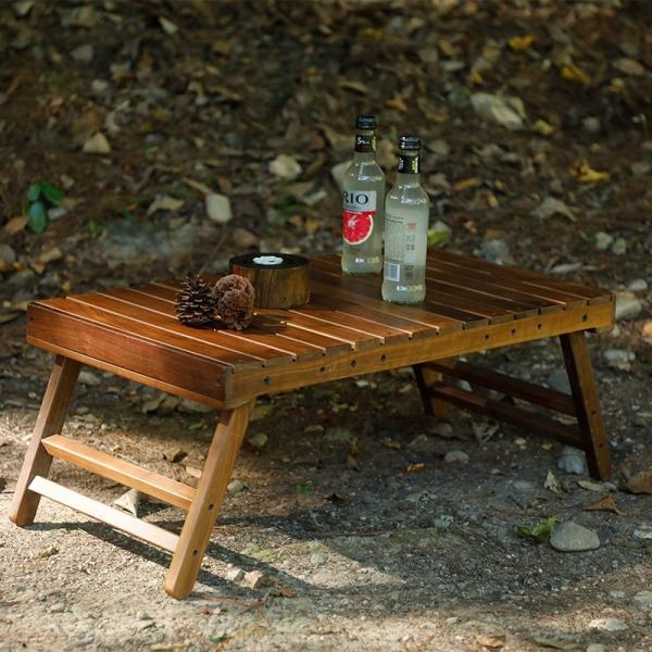Folding Oak Camping Table 67x39cm with 30kg Load Capacity