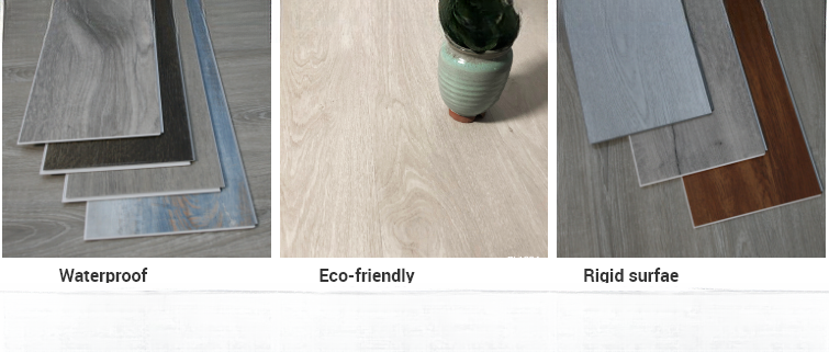 Piso laminado de pedra e madeira à prova d'água Instalação fácil para jardim infantil/escritório