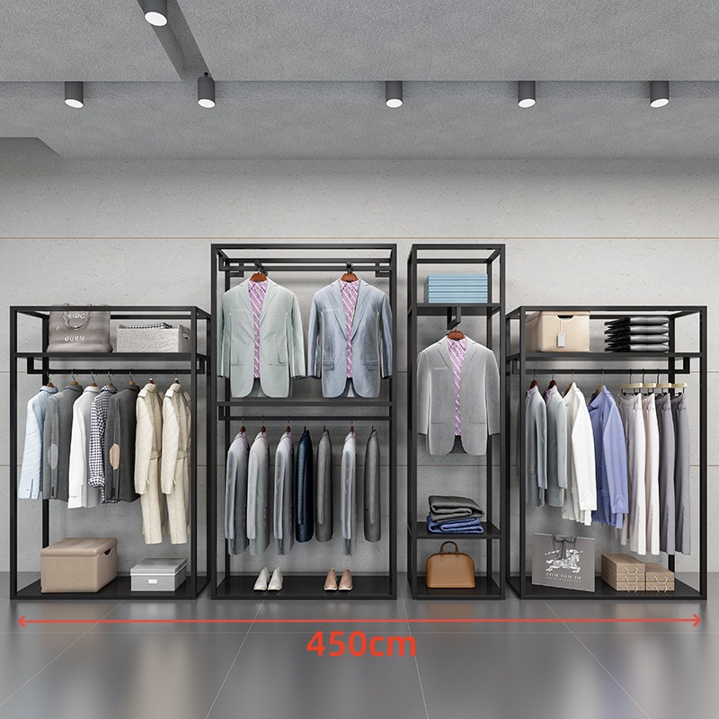 HOT Sales Black Modern Double Tier Aluminum Durable Space-Saving Clothing Stand Display Organizer Rack 5-10kg Load Capacity